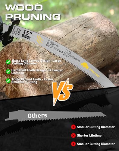 15-Inch Arc Edge Reciprocating Saw Blades, 6TPI for Wood Pruning, 5 Pack - size: 15 INCH