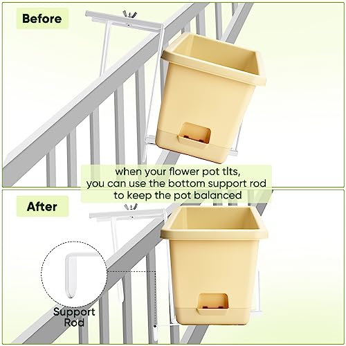 Adjustable Planter Box Bracket, Flower Box Holder Brackets for Deck Railing - size: 4 Pack White