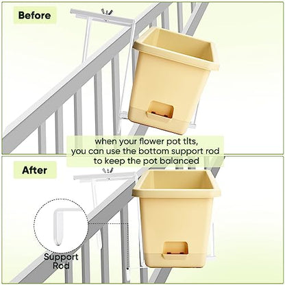 Adjustable Planter Box Bracket, Flower Box Holder Brackets for Deck Railing - size: 4 Pack White