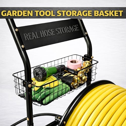 Garden Hose Reel Cart, Heavy Duty Hose Reel with Wheels, Outdoor Water Hose Reel for Backyard, Garden, or Lawn, Metal Hose Carts (400ft Hose Carriage) - size: 400ft Carriage Hose Capacity