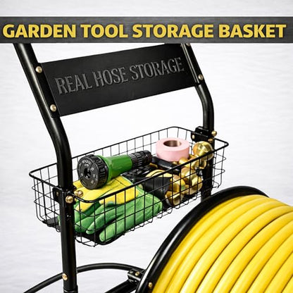 Garden Hose Reel Cart, Heavy Duty Hose Reel with Wheels, Outdoor Water Hose Reel for Backyard, Garden, or Lawn, Metal Hose Carts (400ft Hose Carriage) - size: 400ft Carriage Hose Capacity