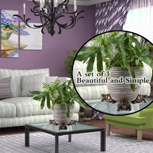 3Pcs Tortoise Resin Pot Decorative Feet, Plant Pot Support Feet for Outdoor, Animals Statue Pot Base Planter Risers, Flower Pot Plant Stand (Tortoise)