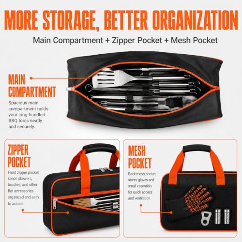 Grill Tool Storage Bag for Outdoor Grill Accessory Storage 23.6 x 8 x 8Inch