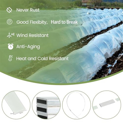 Greenhouse Hoops 60pcs, Sunwuk Garden Hoops for 1-3.5ft Wide Raised Bed, 15 Sets of 5.6ft Long Super Bendable Fiberglass Support Hoops Frame, Mini Greenhouse Flat for Row Cover (S Size) - style: 60pcs