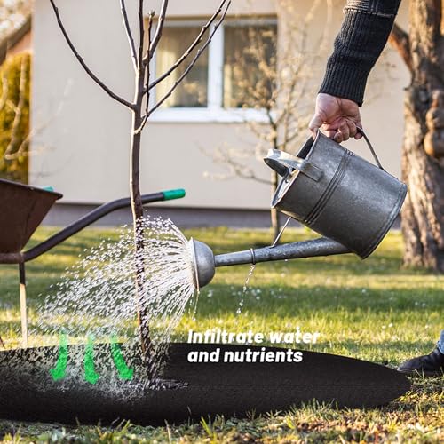 20.5" Non-Woven Tree Mulch Ring 6 Pack, Tree Mulch Used to inhibit Landscape Weed Control Plant Root Protectio - color: Black-6 pack-20.5"