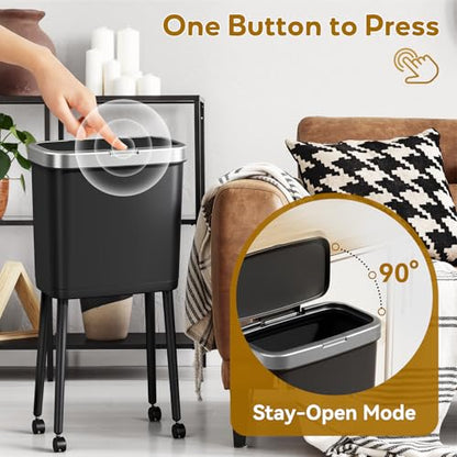 Procade Kitchen Garbage Can with Legs and Wheels,Narrow Rolling Trash Can - color: Black
