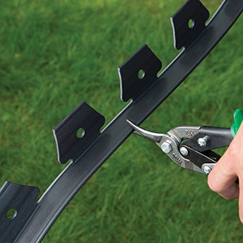 EasyFlex No-Dig Landscape Edging with Anchoring Spikes, 1.5 in. Tall Straight Top Plastic Garden Border, 40 Foot Kit, Black - style: 40 ft traditional