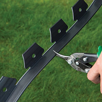 EasyFlex No-Dig Landscape Edging with Anchoring Spikes, 1.5 in. Tall Straight Top Plastic Garden Border, 40 Foot Kit, Black - style: 40 ft traditional