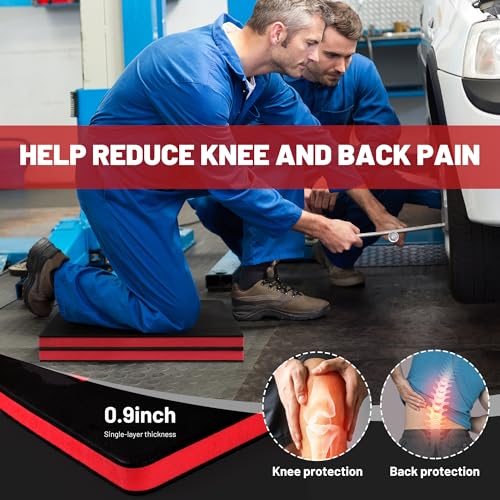 Foldable Mechanic Mat Kneeling Pad, 0.9" Extra Thick EVA Foam,Red - color: Red & Black