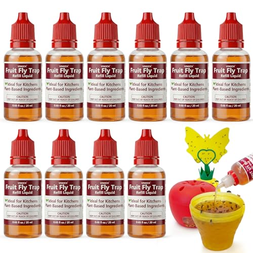 10 Pack Fruit Fly Trap Refill Liquid, 0.68oz/ Bottle, Liquid Fly Traps Refill for Indoors,Effective Lure Refill Gnat Catcher for Home Kitchen Use,Non Toxic Safe Near Food - size: 10P