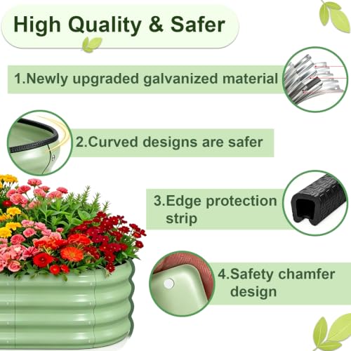 Galvanized Raised Garden Bed Outdoor 4x2x1 ft 2 Pack Oval Green - color: Green 2 Pcs, size: 4 x 2 x 1 ft