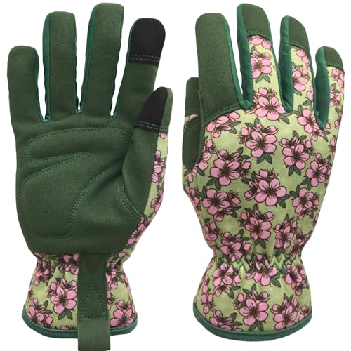 Cute Pattern Gardening Gloves,Thornproof Garden Glove,Gardener Gift - color: 1 Pair Per Pack-green+pink, size: Small