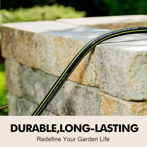 Flexible Rubber Garden Hose 75ft, 5/8" Hybrid Rubber Hose Heavy Duty - color: Black, size: 75ft 5/8"