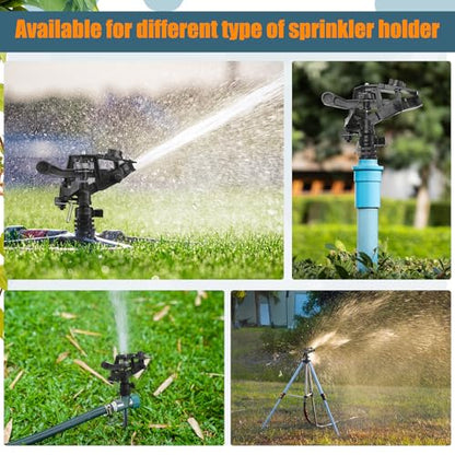 Honoson 4 Pcs 1/2 Inch Plastic Impact Sprinkler Heads Adjustable, Black - color: Black