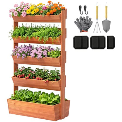 Suteck Raised Garden Bed, 5 Tier Vertical Wooden Planter Box - size: 5 Tier