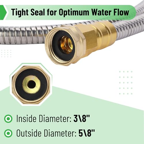 UNCO- Metal Garden Hose, 10 Feet Stainless Steel No Kink, Durable Flexible - color: Silver, size: 10 ft