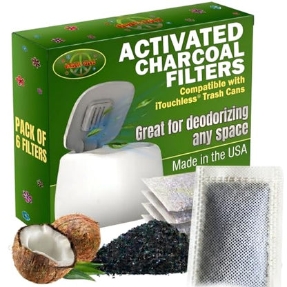 Green Piece Charcoal Air Filters compatible with iTouchless Trash Can 6 Pk - size: Pack of 6