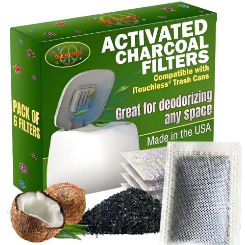 Green Piece Charcoal Air Filters compatible with iTouchless Trash Can 6 Pk - size: Pack of 6