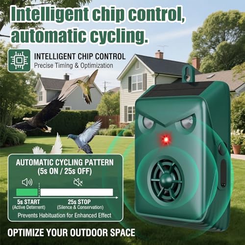 Solar Bird Repellent Devices with Motion Sensor for Outdoor Use, 2 Pack