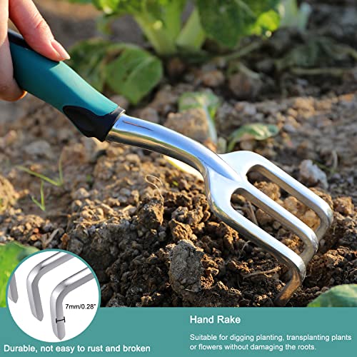 FANHAO Garden Tools Set, 3 Piece Heavy Duty Gardening Tools Cast Aluminum with Soft Rubberized Non-Slip Handle, Durable Garden Hand Tools Garden Gifts for Men Women - color: Teal