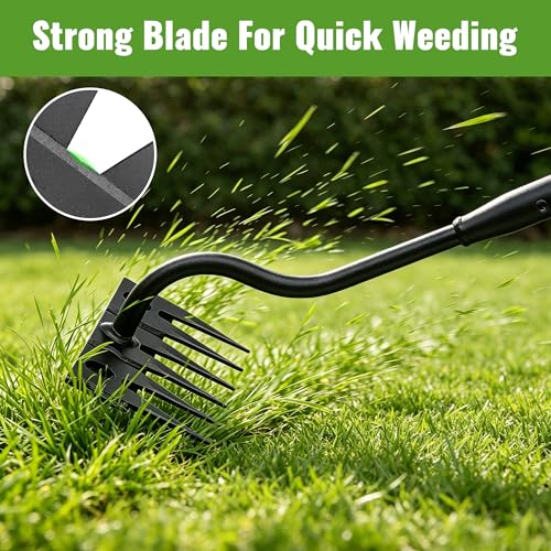Weeding Rake for Gardening, 70 Inch Weed Puller Tool with Long Handle for Weeding Loosening Soil Cultivating Heavy Duty Metal 6 Tines Weeder for Backyard, Lawn, Garden Beds - size: 6tines