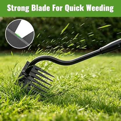 Weeding Rake for Gardening, 70 Inch Weed Puller Tool with Long Handle for Weeding Loosening Soil Cultivating Heavy Duty Metal 6 Tines Weeder for Backyard, Lawn, Garden Beds - size: 6tines