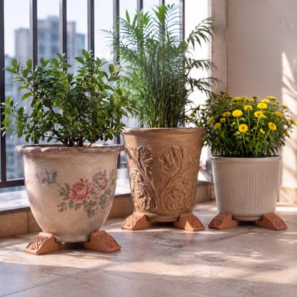 LemonRoad 12 Set Terra Cotta Cement Pot Feet for Outdoor Planters, Leaf - style: Leaf