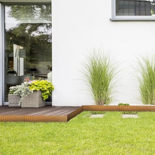 Worth 80Ft Pre-Rusted Corrugated Garden Edging with 52pcs Stakes, 4-Pack 6" x 20' Sturdy Steel Metal Landscape Edging Border Bendable for Lawn Raised Flower Bed Tree Surrounds - color: 6"x80'