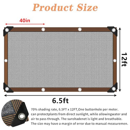 Shade Cloth - for Plants Greenhouse, 70% Sunblock Shade Sails -for Outdoor Garden Pergola Patio Lawn, Sun Protection Neting Cover for Kennel Chicken Coop Easier to Hang Plant Cover - size: 6.5'x12'