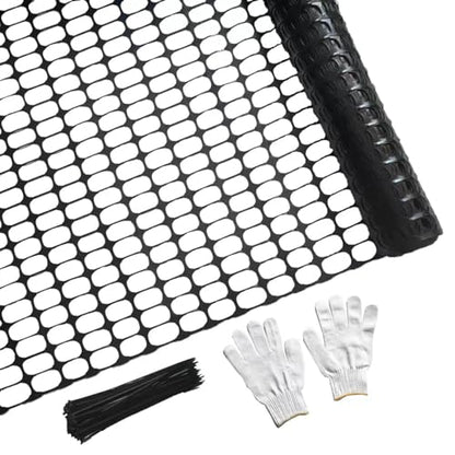 PotatoLife 4'x50' Plastic Mesh Fence Extra Strength with Zip Ties, Black - color: Black, size: 4' x 50' (Extra Strength)