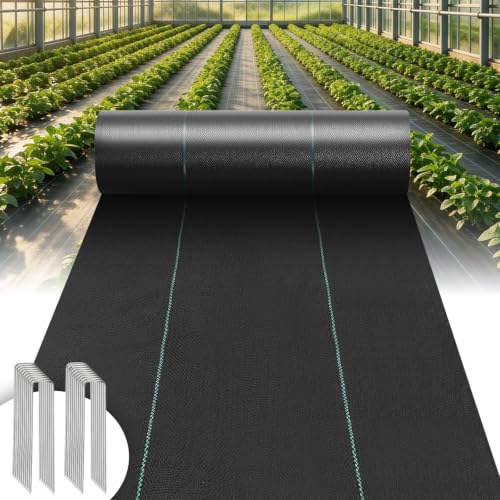 13FT x 115FT Weed Barrier Landscape Fabric with Staples, 3.2OZ - size: 13 FT X 115 FT
