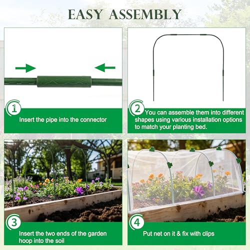 Fayoo Garden Netting Cover Kit with 60 Hoops & 20 Clips, 2 Pack