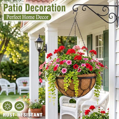 4 Pack 12 Inch Hanging Planters for Outdoor Plants