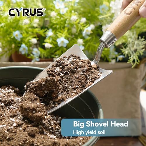 12.6 Inch Stainless Steel Hand Trowel with Ash Wood Handle Garden Shovel