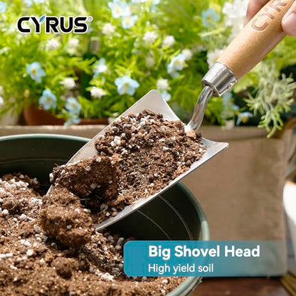 12.6 Inch Stainless Steel Hand Trowel with Ash Wood Handle Garden Shovel