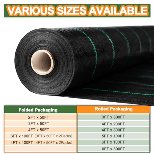 Winisok 6FT x 100FT Weed Barrier Landscape Fabric, 3.2oz Woven Garden Cloth, Heavy Duty Breathable Ground Cover for Landscaping, Gardening and Farming - size: 6FT x 100FT