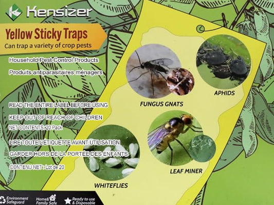 Kensizer 20-Pack Fruit Fly Trap, Yellow Sticky Gnat Traps, 6x8 in - size: 20-Pack