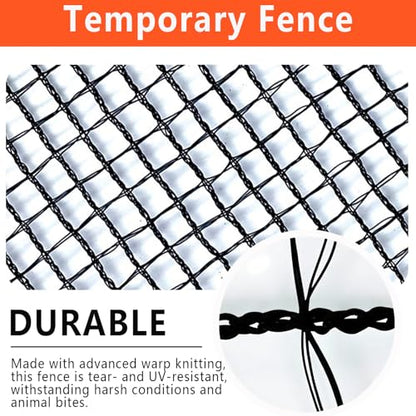 POYEE 5x100ft Garden Fence Temporary Fence, Plastic Mesh Fence Safety Fence - color: Black, size: 5x100ft