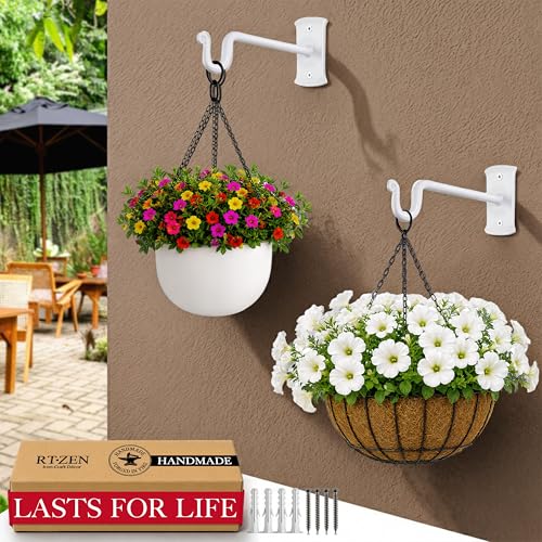 RTZEN Plant Hangers Outdoor or Indoor Heavy Duty Wall Bracket Hooks - size: 7.5 Inch, style: Shepherds Hooks - W