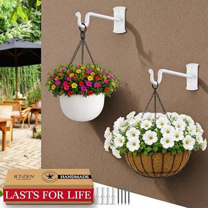 RTZEN Plant Hangers Outdoor or Indoor Heavy Duty Wall Bracket Hooks - size: 7.5 Inch, style: Shepherds Hooks - W