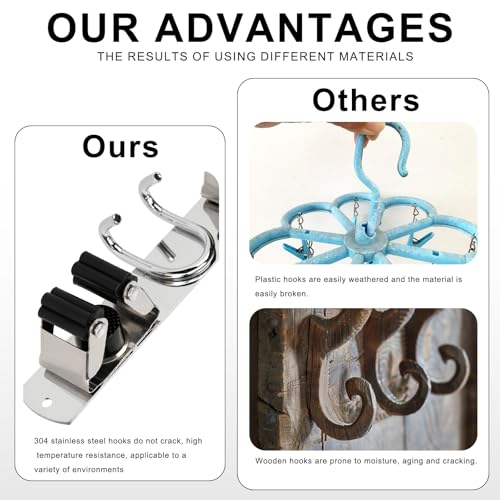 Mop Broom Holder Wall Mount, Silver Stainless Steel Tool Storage Organizer for Kitchen Garden Garage Laundry Room Bathroom and RV with 4 Slots 6 Hooks - color: Silver-1 Pack