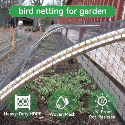 Bird Netting 20x20 FT 1/2 Inch Mesh Heavy Duty Woven Mesh Netting - size: 20x20Ft-0.5"