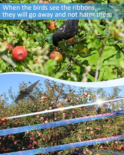 Bird Scare Ribbon, Holographic Reflective Shiny Tape for Birds, Regular - style: Regular