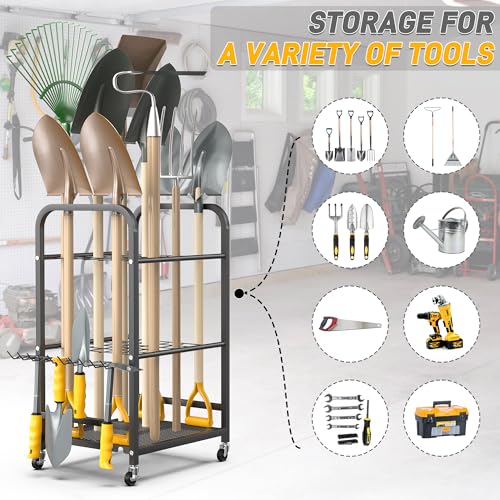 Ultrawall Garden Tool Organizer Stand, Yard Tool Storage Rack with Wheels - size: Small
