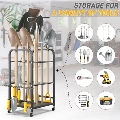 Ultrawall Garden Tool Organizer Stand, Yard Tool Storage Rack with Wheels - size: Small