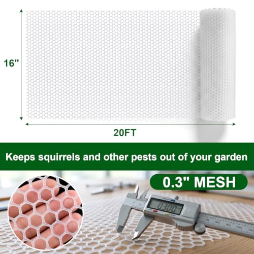Plastic Wire Mesh Fence 16in x 20Ft Plastic Chicken Wire Mesh for Poultry, Dogs, Rabbit, Snake Barrier & Gardening Versatile Plastic Fencing (16in x 20Ft, White) - color: White, size: 16in x 20Ft