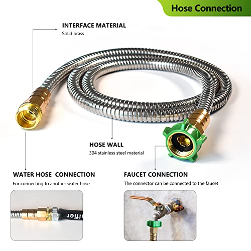 Metal Short Garden Hose 3 ft, Stainless Steel Hose Leader, Small Water Hose Extension, Lightweight Hose Extender for Outdoor (3FT) - size: 3 Feet