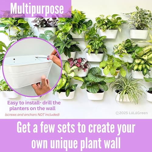 LaLaGreen 17 in Patio Rail Planter (10-Piece Combo) Metal White Flower Pots - size: Combo C (10 pack)
