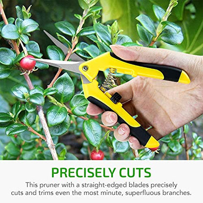 iPower 6.5 Inch Gardening Scissors Hand Pruner Pruning Shear with Straight Stainless Steel Blades, Yellow, 2-Pack - color: Yellow, size: 2-pack