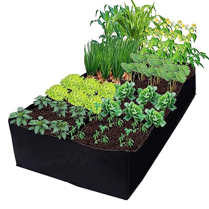 Niurui Fabric Raised Garden Bed 128 Gallon 8 Holes Rectangle 400G Thick Nonwoven Gardening Grow Bags Planting Container for Growing Herbs, Flowers and Vegetables,Black 6x3x1ft - size: 128 Gallon